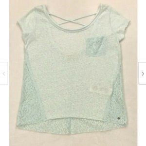 Abercrombie & Fitch Green Sheer Lace Shirt XS EUC